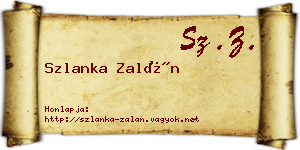 Szlanka Zalán névjegykártya